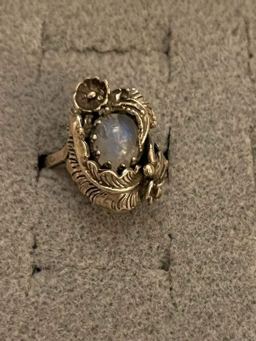 Vintage Sterling Silver Ring 4.75 Handmade Moonstone OOAK Bob Stringer Y2K $250